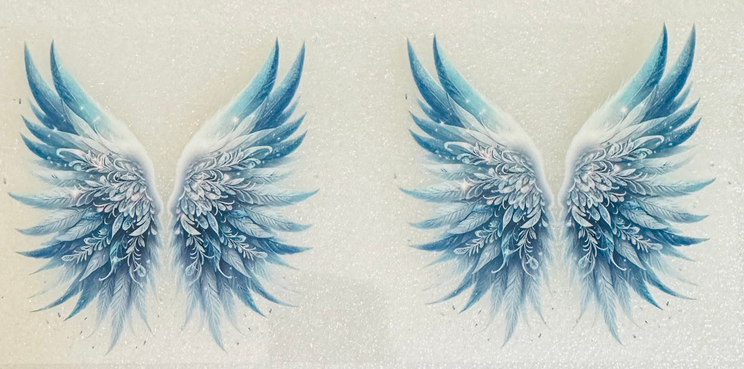 Blue and silver Angel Wings decal